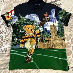 Polo Ralph Lauren rugby kicker bear polo shirt ,custom fit size large